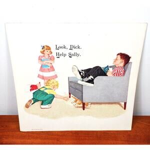 VTG 1960’s Dick Jane and Sally Oversized Teachers Big Book Poster Card 6 11/12